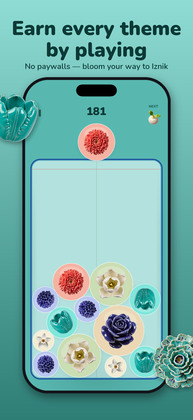 Earn every theme by playing — the Iznik turquoise theme