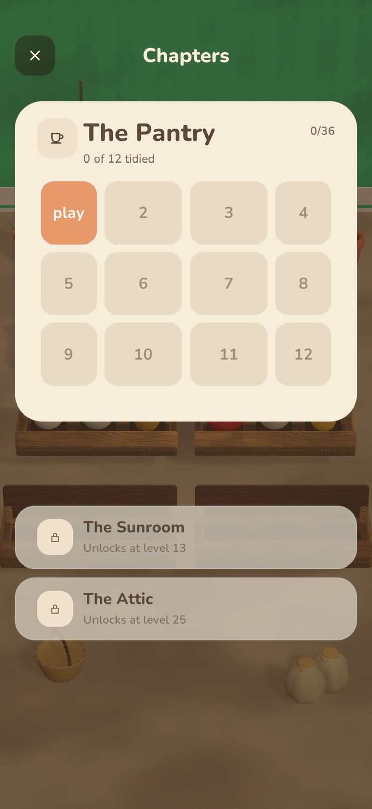 The chapter map — Pantry, Sunroom and Attic