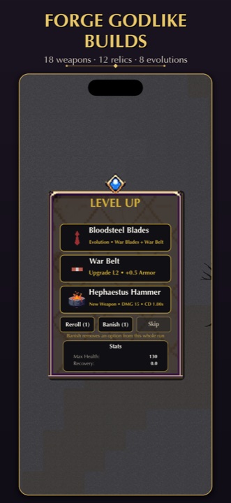 Forge a godlike build on level up