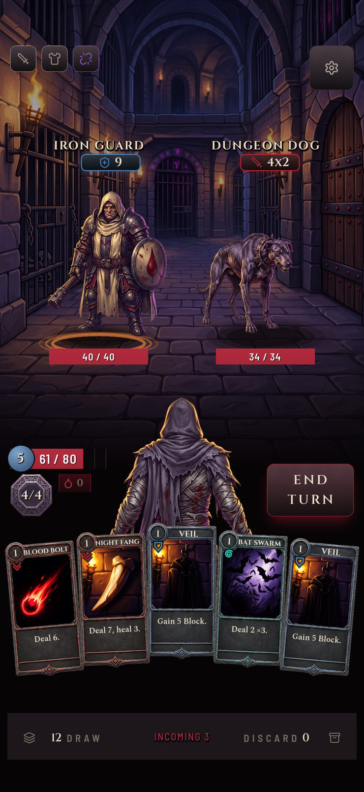 Turn-based combat against two prison enemies