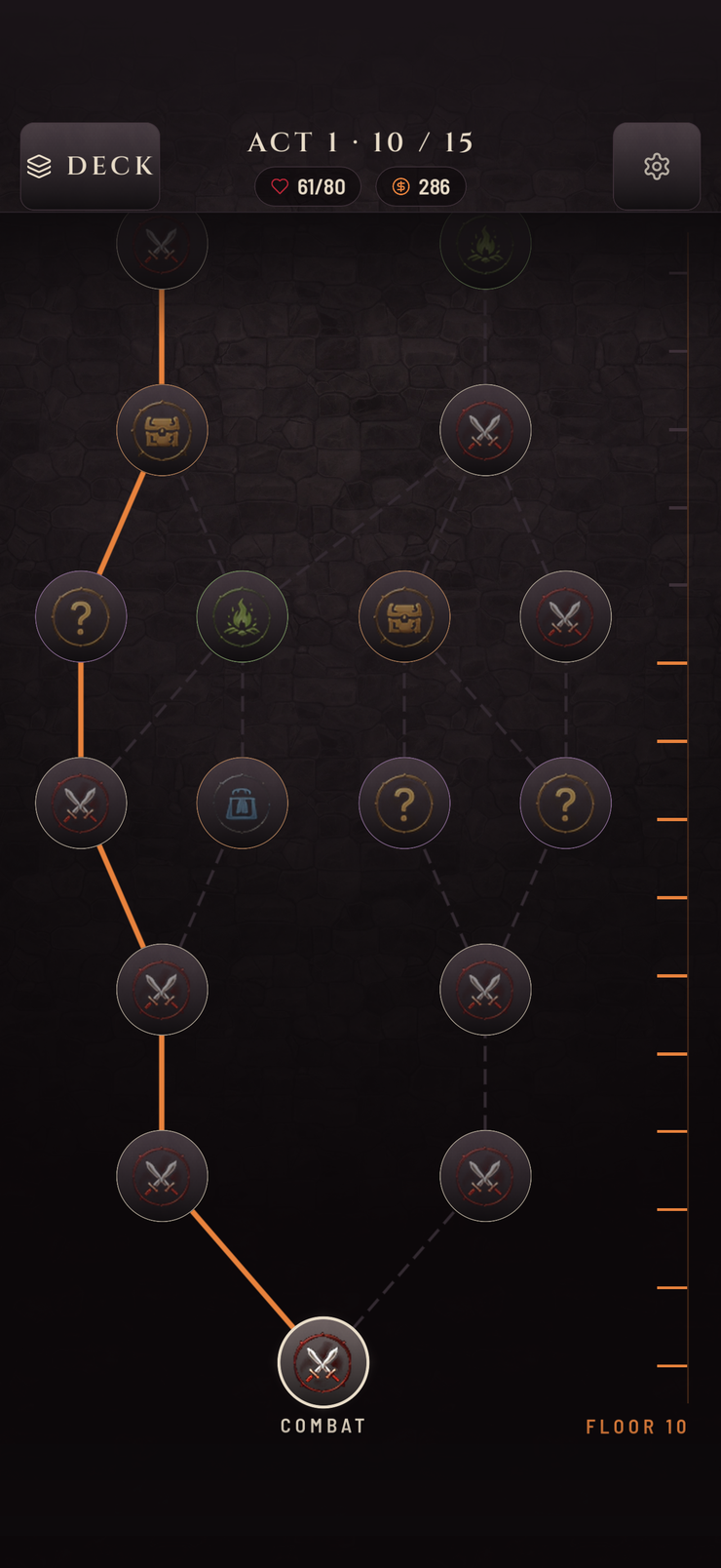 The act map with the path already climbed