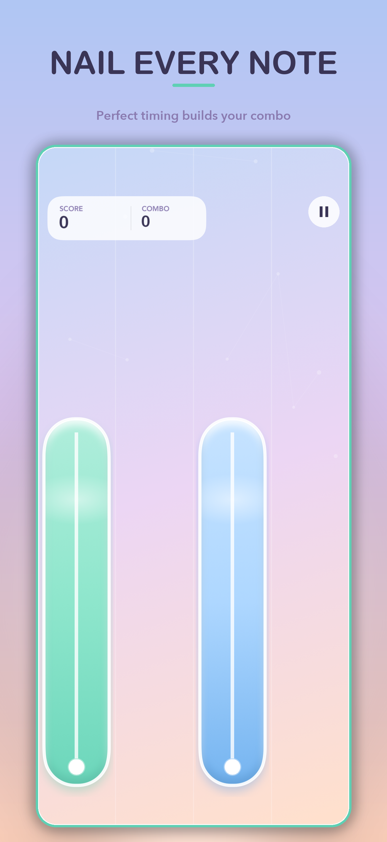 Neon Tile Beats gameplay — tapping glowing tiles falling to the beat