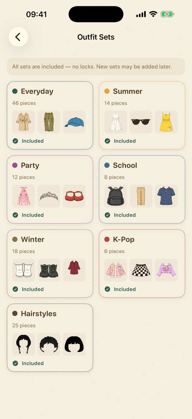 Outfit sets — everyday, summer, party, school, winter and K-Pop
