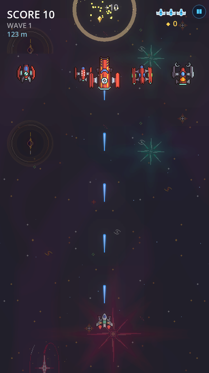 A wave of enemy ship types